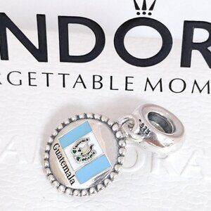Pandora Guatemala Flag Dangle Charm S925 Silver with box